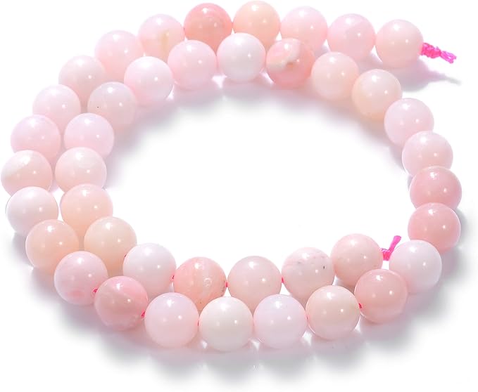 10mm Natural Powder Opal A Gemstone Round Loose Beads Crystal Stone Bracelet Necklace Accessories Crafts for Jewelry Making DIY,1 Strand 15"