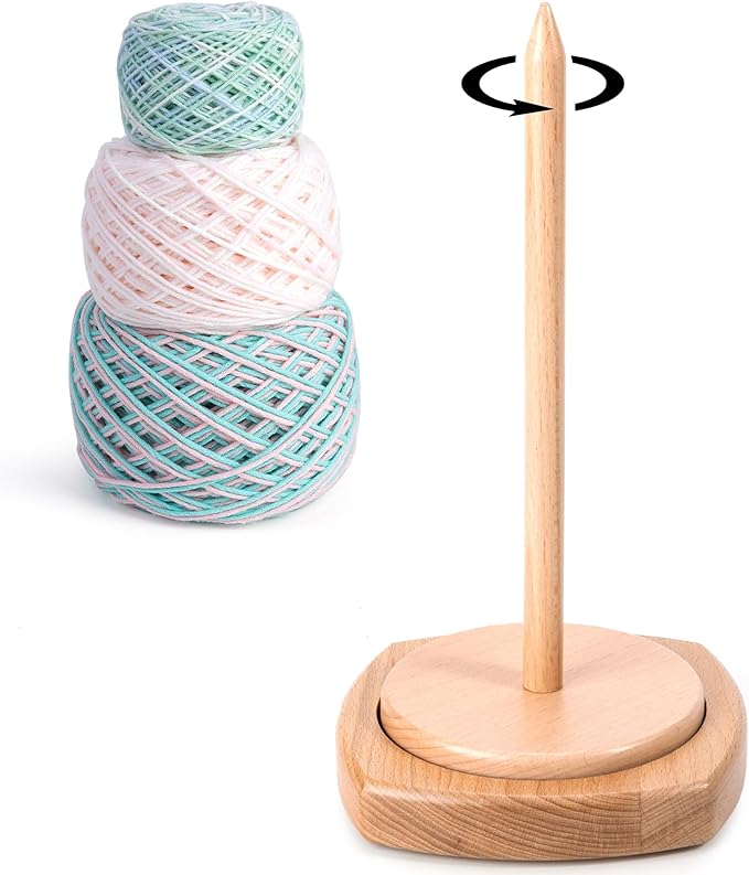 Caydo Wooden Yarn Holder for Knitting and Crocheting, Easy Install and Operate Yarn Spinner Holder, Yarn Spinner with Yarn Storage, Perfect Crochet Gift for Craft Enthusiasts - Large