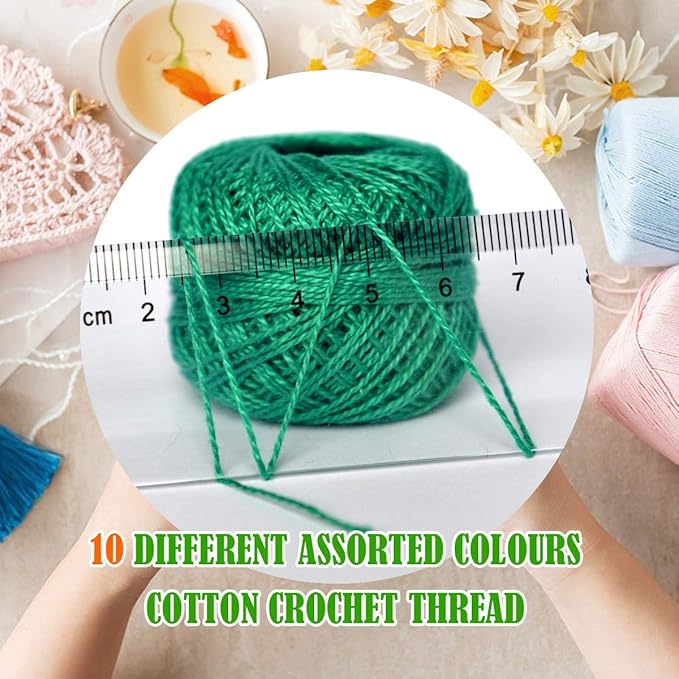 Crochet Thread 10 Balls Cardinal Size 8 for Crochet Hardanger Cross Stitch Needlepoint Hand Embroidery (Cayon Series)