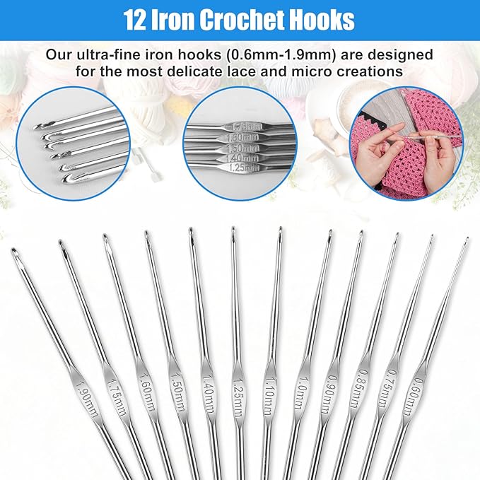 MECHEER Crochet Hooks Set, 54 Pack Crochet Needles Set Crochet Kits for Beginners, Ergonomic Crochet Hooks Kit with Storage Case, Knitting Needles, Hand Craft Knitting Accessories for Crocheters