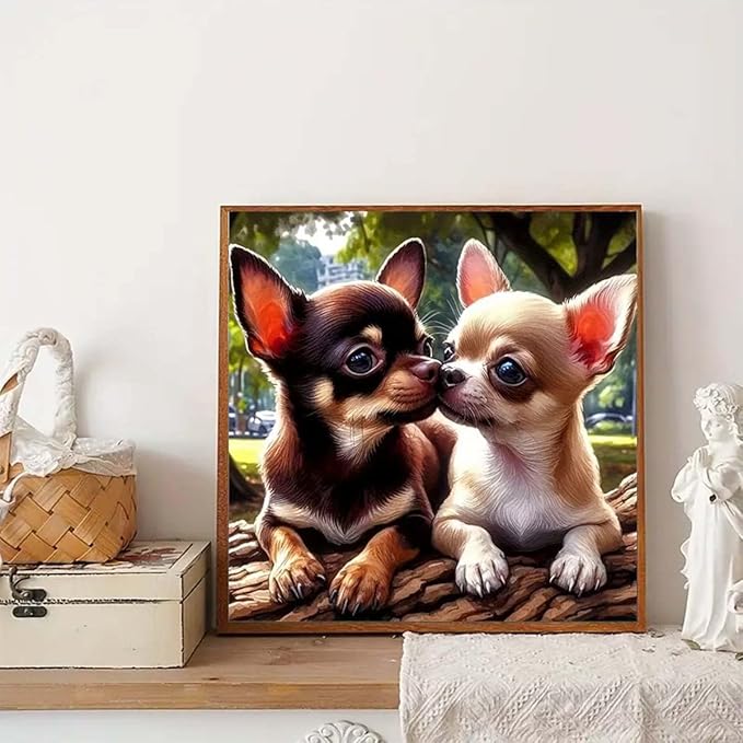 GEMFAMILY Animals Diamond Art Kits for Adults,Chihuahuas Dog 5D Diamond Painting kit for Beginner,DIY Full Round Drill Diamond Gem Art Crafts for and Home Wall Decoration 13.8 x 13.8 inch
