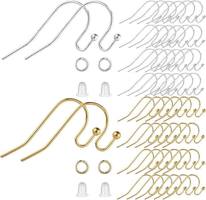 earring hooks, 600pcs hypoallergenic earrings making kit(silver and gold) earrings finding component accessories,earring backs,jump rings for jewelry making diy craft