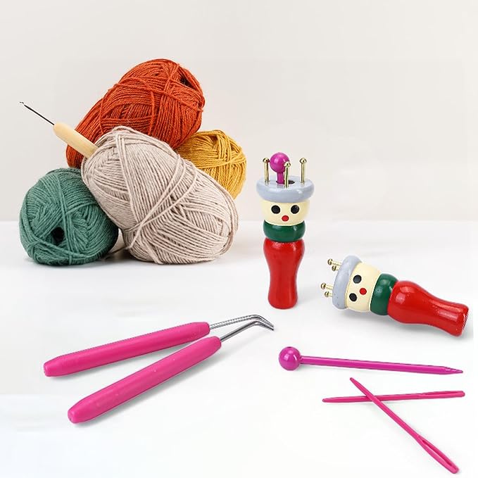 BuleVina 2 Pack French Knitting Doll Crochet Loom Craft Kit Wooden Knit Spool for DIY Making Bracelet Toy