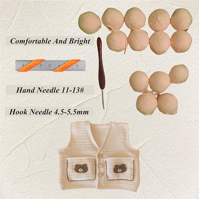 Acrylic Yarn for Crocheting Light Beige - Hand Knitting Skin Tone Yarn - Crochet Thread for Crocheting Bulk - 10Balls 17.6Ounces Yarns for Beginner