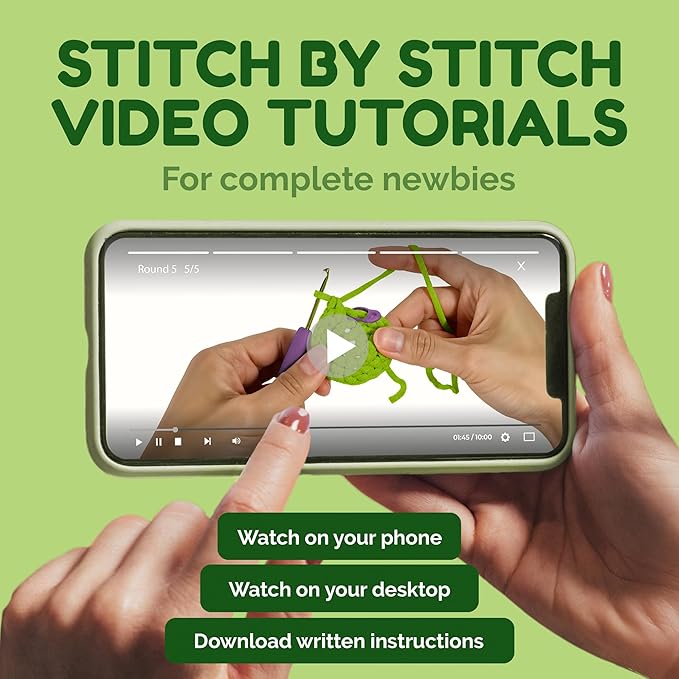 JOYBERRI Crochet Kit for Beginners - Beginner Crochet Kit for Adults - Learn to Make Amigurumi Animals with Step by Step Videos - All Materials Included (Daisy The Plant)