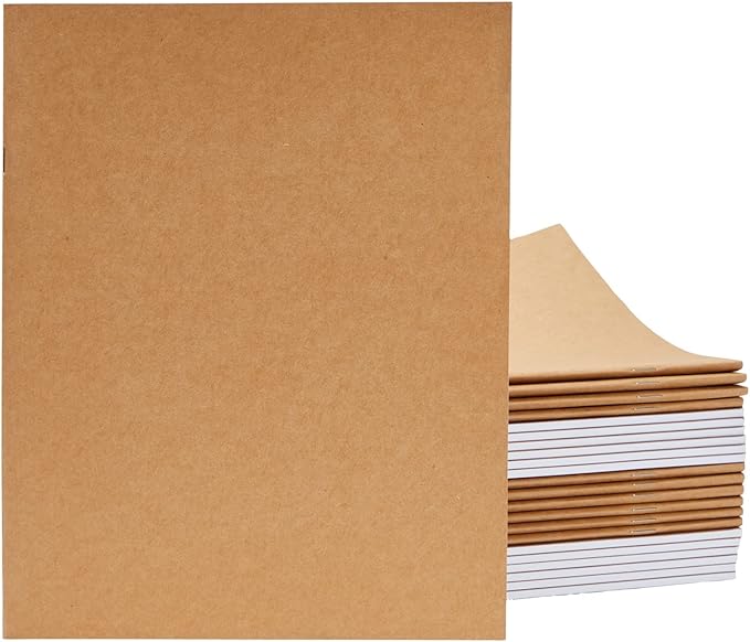 Paper Junkie Journaling Notebooks - 24 Pack, 8.5 x 11 In, Brown, Soft Cover - Blank Unlined Kraft Paper Sketchbooks & Writing Journals Bulk for Sketching & Note Taking