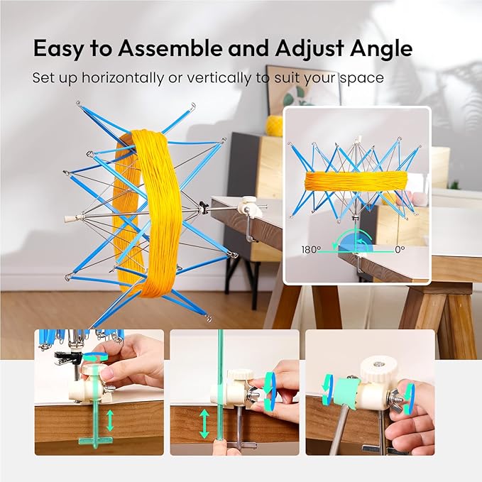 Yarn Swift, Yarn Umbrella Swift for Crocheting, Holder for Skeins Flexible Lightweight Foldable Design, Height & Diameter Adjustable to Suit Space, Ideal Helper for Yarn Knitting Enthusiasts