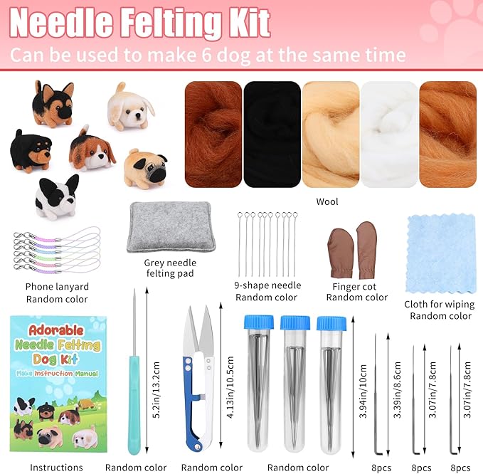 UOOU Felting Kit, 61 Pcs Felting Kits for Beginners Adult with Felting Needles, Wool Roving, Felting Pad, Instruction Manual, Needle Felting Kit for Felted Dog Needle Felting Supplies