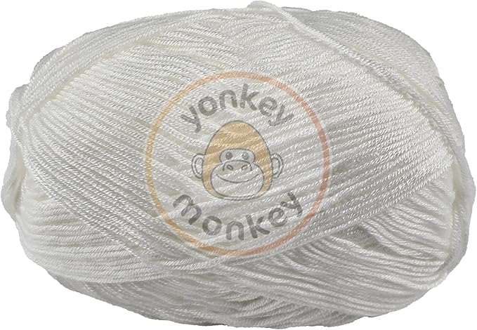 10-Pack of Yonkey Monkey 500 Grams Yarn - 70% Rayon derived from Bamboo, 30% Cotton - Imported - White 9013