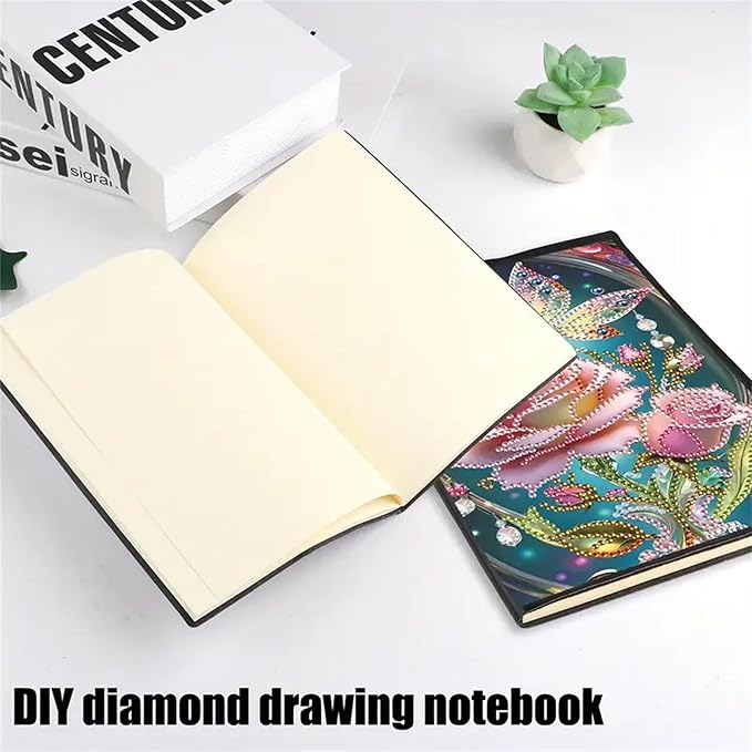 Rose Diamond Painting Notebook for Adults, A5 Diamonds Art Journal and DIY Sketchbook, Diamond Art Kit Supplies,Gift for Beginners, Craft Lovers, Artists. (Rose)