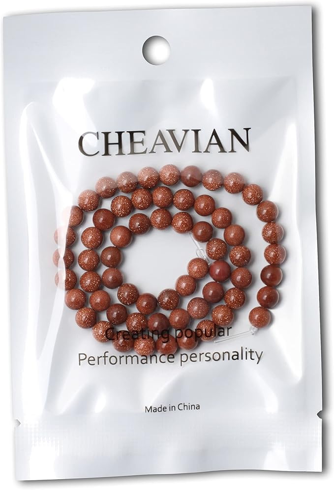 cheavian 60pcs 6mm gold sandstone gemstone round loose beads for jewelry making 1 strand 15"
