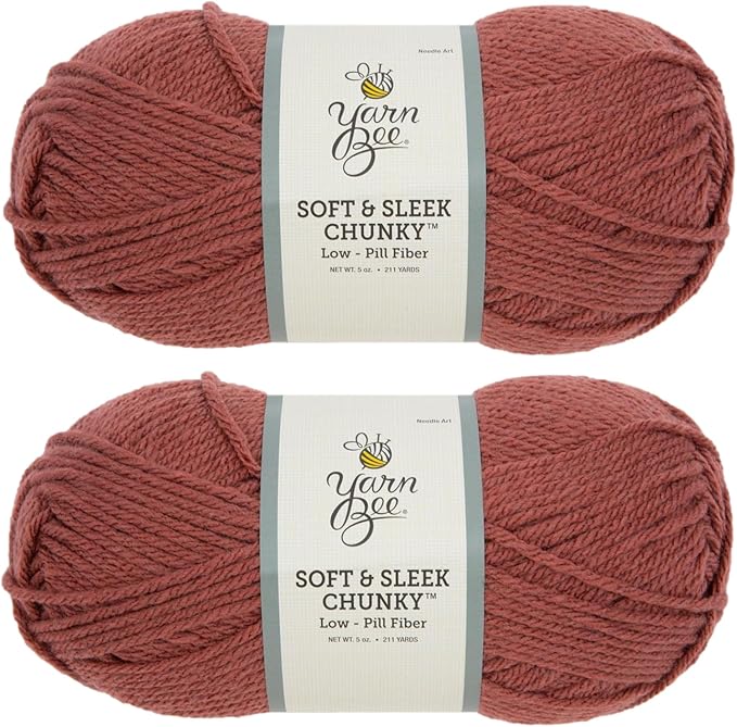 Yarn Bee Soft & Sleek Chunky - 5-Bulky - 100% Low Pill Acrylic, Yarn for Crocheting & Knitting Blankets, Hats, Sweaters, and More, Set of 2, 620 Spice