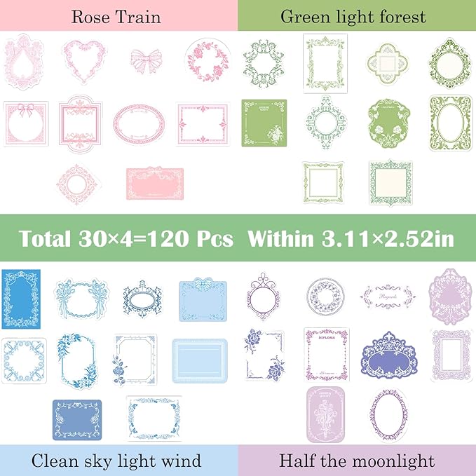 120 Pcs Embossed Scrapbooking Paper & Journaling Supplies, 160gsm Textured Scrapbook paper with Grass Fibers, Vintage Scrapbook Label Tags Set for Junk Journal Supplies, Card Making & DIY - 4 Boxes