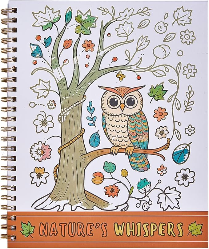 Natural Adult Coloring Book for Women with Spiral Binding, Beginner Funny Coloring Book for Stress Relief, 30 Pages Single-Sided Printing, Relaxation Gifts for Women,Men,Teens