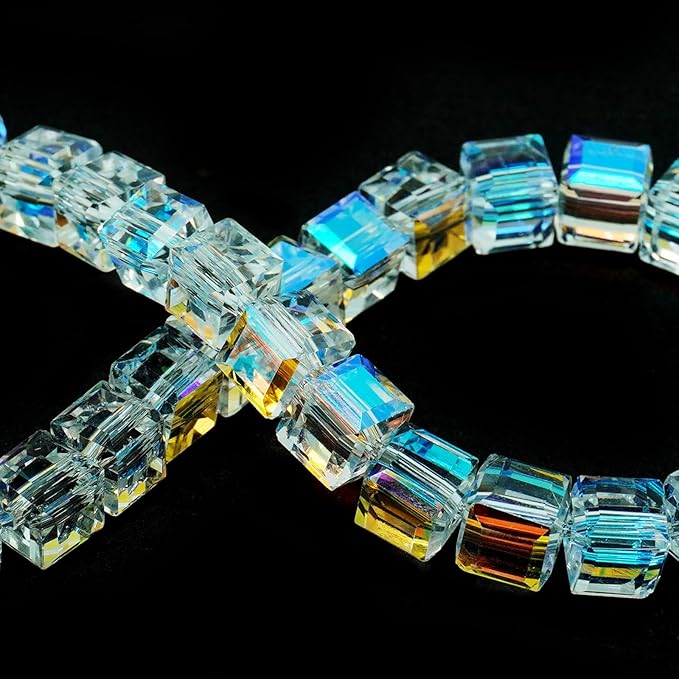 10mm Sparkle Cube Crystal Beads for Jewelry Making - Faceted Spacer Beads for Bracelets(57-60pcs, Crystal Paradise)