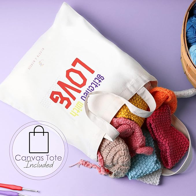 crochet kit for beginners adults and kids, 73 piece knitting & crochet supplies includes 1500 yards assorted yarn, 21 ergonomic hooks, plus many accessories – beginner crochet kits ideal for amigurumi