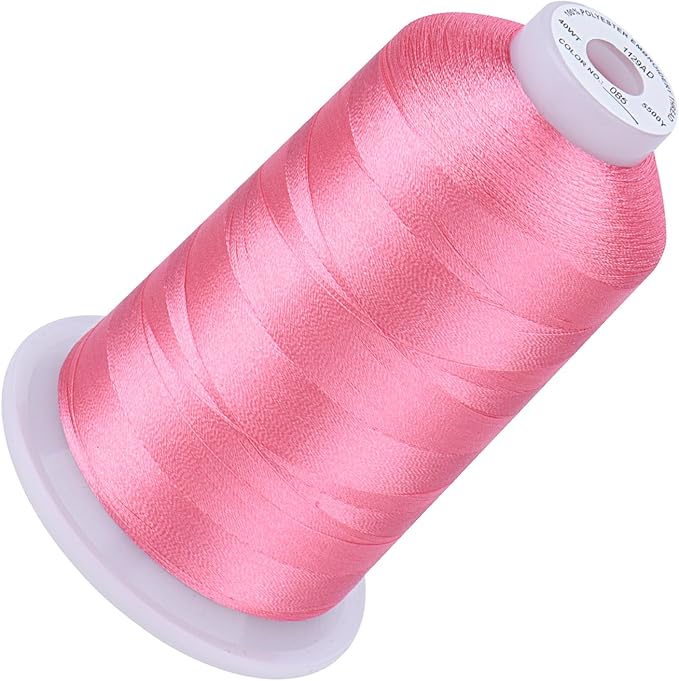 Simthread 5500Yds Embroidery Thread, 5000M High-Yardage 40WT 100% Polyester Thread – 170+ Vivid Colors, High-Speed Rated – Compatible with Brother, Singer, Janome & More - Pink 085