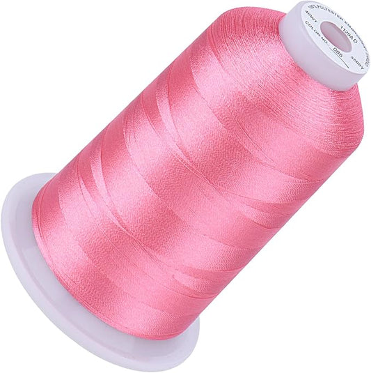 Simthread 5500Yds Embroidery Thread, 5000M High-Yardage 40WT 100% Polyester Thread – 170+ Vivid Colors, High-Speed Rated – Compatible with Brother, Singer, Janome & More - Pink 085