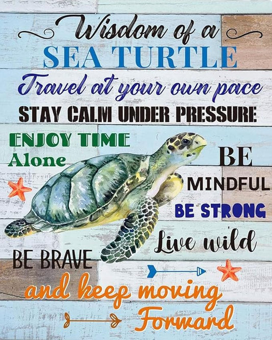 WUSARPLY Sea Turtle Diamond Paintings Kits for Adults, Inspirational Diamond Art Kits Full Drill Diamond Dots Paint with Diamonds Gem Arts and Crafts for Beginner Home Wall Decor