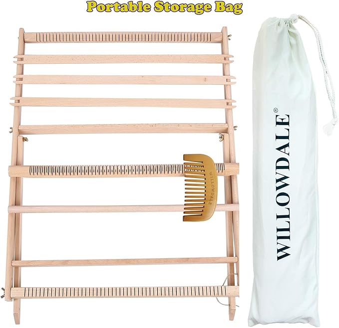 WILLOWDALE 25.2" H x 19.3" W Weaving Loom with Stand Wooden Multi-Craft Weaving Loom Arts & Crafts, Extra-Large Frame, Develops Creativity Weaving Frame Loom with Stand for Beginner