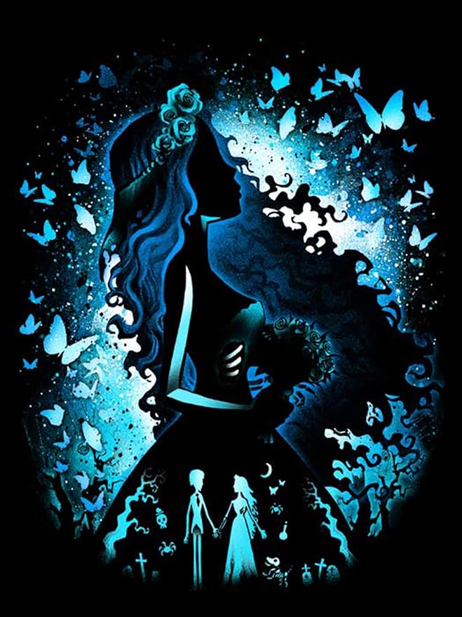Youtheart Painting with Diamonds Corpse Bride Diamond Art, 5D Full Drill Cross Stitch Embroidery Kits, DIY Wall Décor