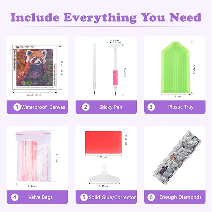 SENQAO Red Panda Diamond Art Diamond Art Kits,5D Diamond Art Kits for Adults,DIY Diamond Art Kits Diamond Art,Round Full Drill Diamonds Diamond Dots Crafts for Home Decor 12x12in