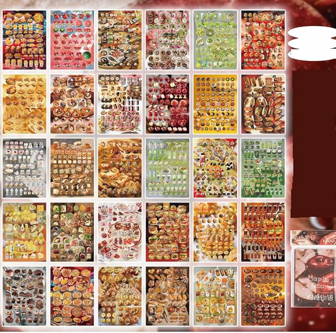 Alideco 30pcs Scrapbook Stickers Vintage Cakes Cuisine Desserts Sticker Book for Adults Sticker journaling Stickers for Scrapbooking (fengtangwuyu)