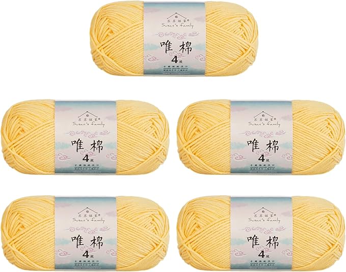 Susan's Family 4 ply 60% Cotton 40% Acrylic Yarn - Soft & Durable - 5 x 50g (1.76oz) - 655 Yards for Knitting & Crocheting - Baby Blankets, Amigurumi, Sweaters & More