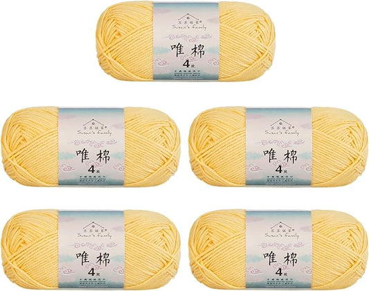 Susan's Family 4 ply 60% Cotton 40% Acrylic Yarn - Soft & Durable - 5 x 50g (1.76oz) - 655 Yards for Knitting & Crocheting - Baby Blankets, Amigurumi, Sweaters & More