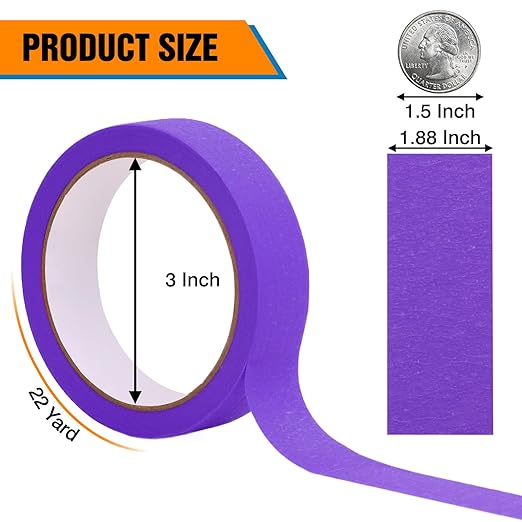 HongWay Masking Tape 1 Inch, 6 Rolls x 22yd (132yds in Total) Painters Tapes for Painting Labeling Arts Crafts, Easy Removal, No Residue (0.94in Purple)