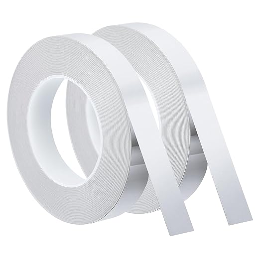 uxcell Metallic Tape, 0.78 in x 164 ft Self Adhesive Metalized Polyester Film Tape Waterproof Shiny Washi Tape for Walls Graphic Arts Gifts Wrapping Crafts Decoration, Gloss Silver, 2 Pcs