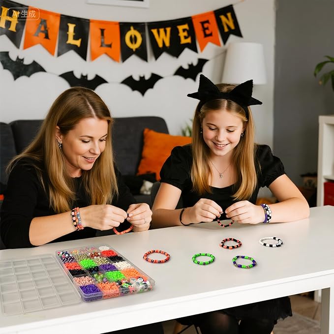 3200 pcs Halloween Beads for Bracelet Jewelry Making Kit with Glow Letter Beads, Halloween Decorations Charms Bracelet Making Kit for Jewelry Making, Varieties of Charms Arts Crafts DIY Gifts