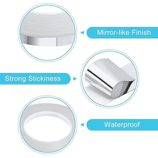 uxcell Metallic Tape, 0.39 in x 164 ft Self Adhesive Metalized Polyester Film Tape Waterproof Shiny Washi Tape for Walls Graphic Arts Gifts Wrapping Crafts Decoration, Gloss Silver, 2 Pcs