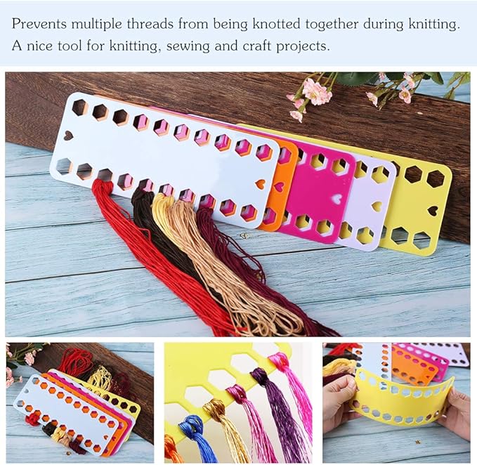 5 Color Plastic Floss Bobbin, Plastic Sewing Thread Winding Plate Board Card for Cross Stitch Embroidery Thread Bobbins Organizer Craft DIY Sewing Storage