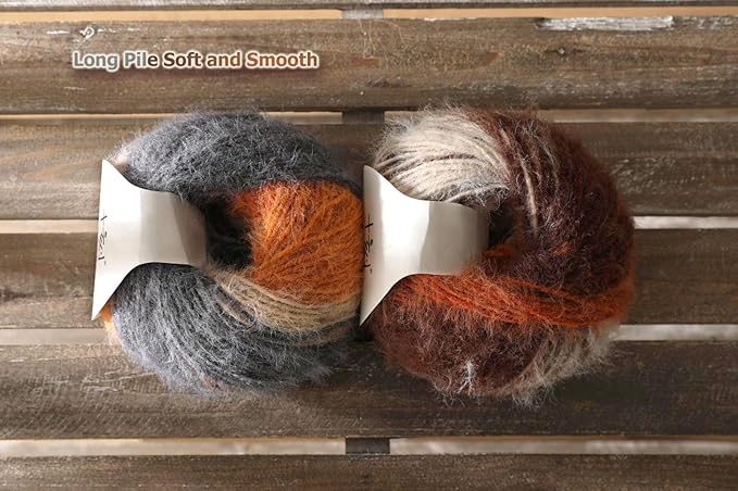 Snowbaby Wool Acrylic Blend Long Pile Yarn,(Worsted) Warm and Luxurious Fuzzy Yarn for Knitting and Crocheting DIY Hats Scarves Sweaters, 2 * 3.52oz/100g 207yds(59-Sunset Twilight)