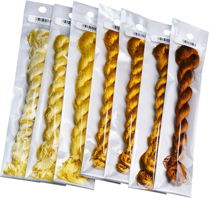 Natural 100% Silk Thread, Handmade Embroidery Thread Silk Floss 7 Colors 110m Each (51)