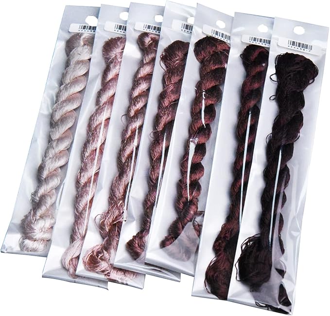 Natural 100% Silk Thread, Handmade Embroidery Thread Silk Floss 7 Colors 110m Each (59)
