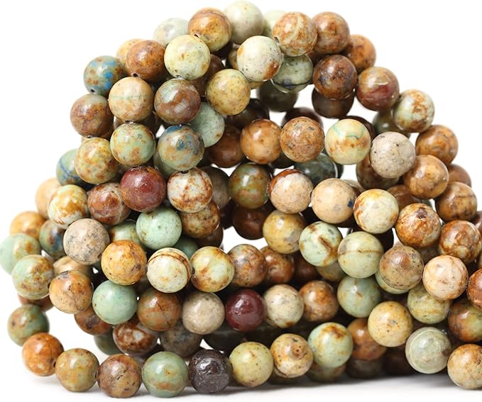 cheavian 45pcs 8mm natural peacock turquoise gemstone round loose beads for diy bracelet necklace earrings jewelry making 1 string 15 inches