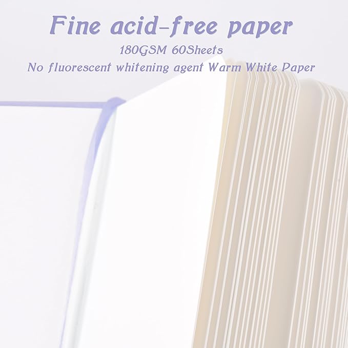 Mix Media Pad,3.5"x5.5" Small Hardcover Leather Art Sketchbook,60 Sheets(112lb/180gsm) Heavyweight Acid Free Artistic Painting Drawing Sketching Paper, Handy Pocket Journal Sketchbook.Taro Purple
