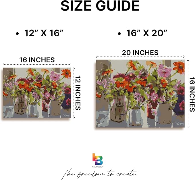 Ledgebay DIY Paint by Numbers Kit for Adults Framed Canvas Beginner to Advanced Paint by Numbers Kit, Kits Include Acrylic Paint Set, Brushes & Tabletop Easel (October 16" x 20" Framed)