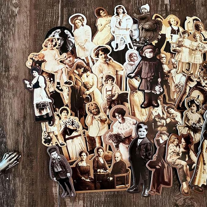 37Pcs Vintage Paper Dolls for Junk Journal Supplies, Cardstock People Cutouts for Scrapbook Kits, Collage Ephemera for Junk Journals, Dark Academia Die Cut for Room Decor Wall