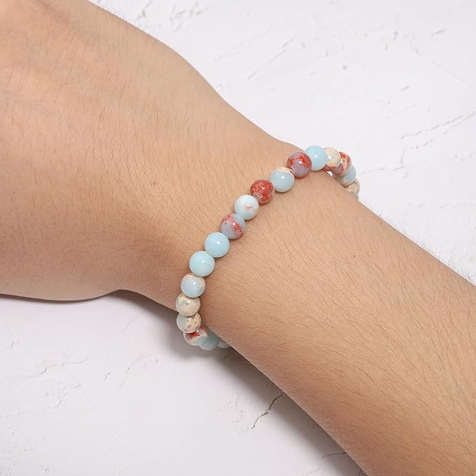 720pcs 6mm Natural Round Stone Beads Gemstone Crystal Loose Beads Smooth Bead for Bracelet Necklace Earring Jewelry Making Kit