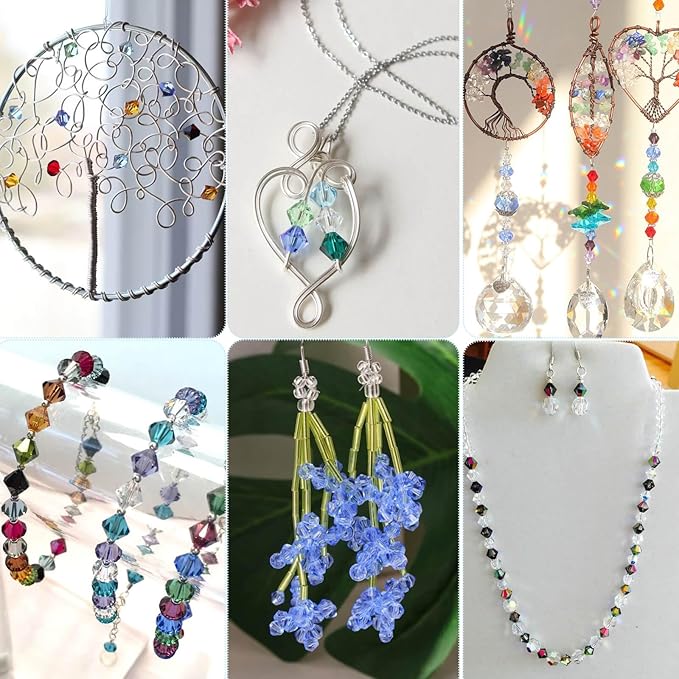 PAXCOO 1120Pcs Crystal Acrylic Bicone Beads for Jewelry Making, 28 Colors, 8 MM