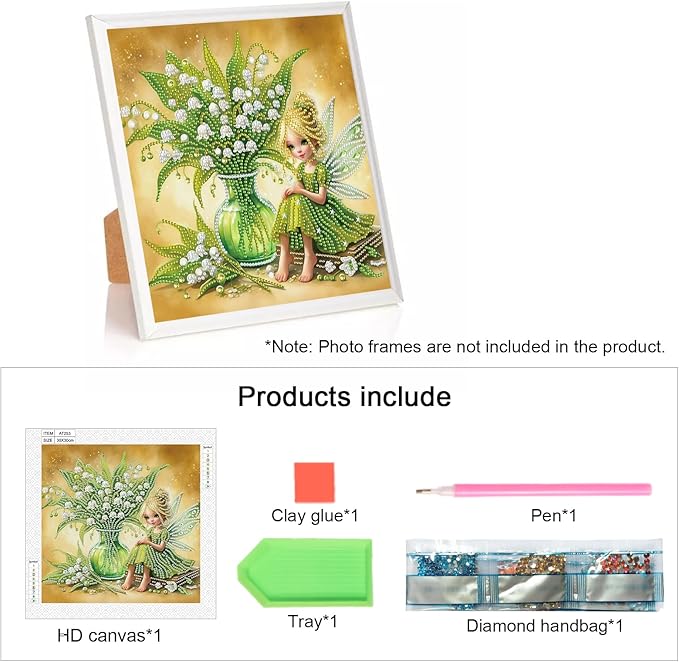 AiYuanzsh 5D Special Shape Diamond Art Kits for Beginners, Butterfly Fairy Diamond Art Painting Kits for Adults, Crystal Rhinestones Diamond Art Painting for Home Wall Decoration Gift 12×12 inch