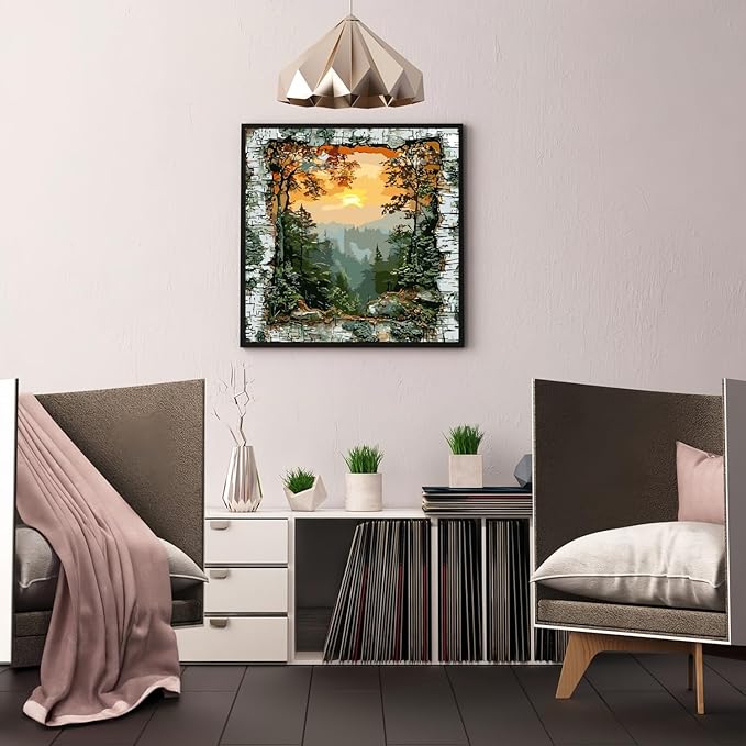 CHWGLFGG Paint by Numbers Kit for Adults Beginner, Forest Landscape Adult Paint by Number Kits on Canvas, DIY Acrylic Oil Easy Painting by Numbers for Home Wall Decor 16X16 inch (Without Frame)