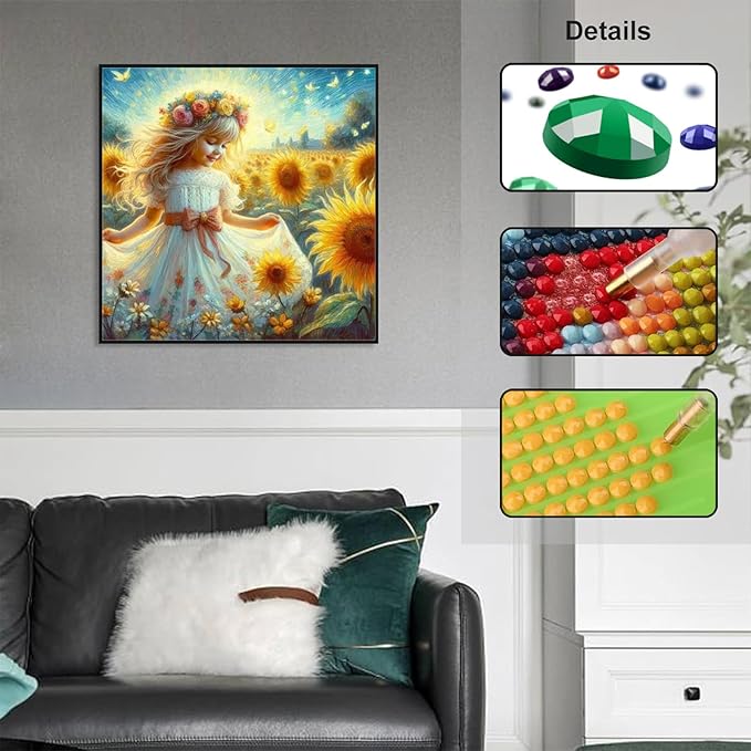 GUMITOON Diamond Art Kits for Adults-Full Drill Diamond Dots Paintings for Beginners, Round 5D Paint with Diamonds Pictures Gem Art Painting Kits DIY Crafts Kits 14"x14" QCY-094