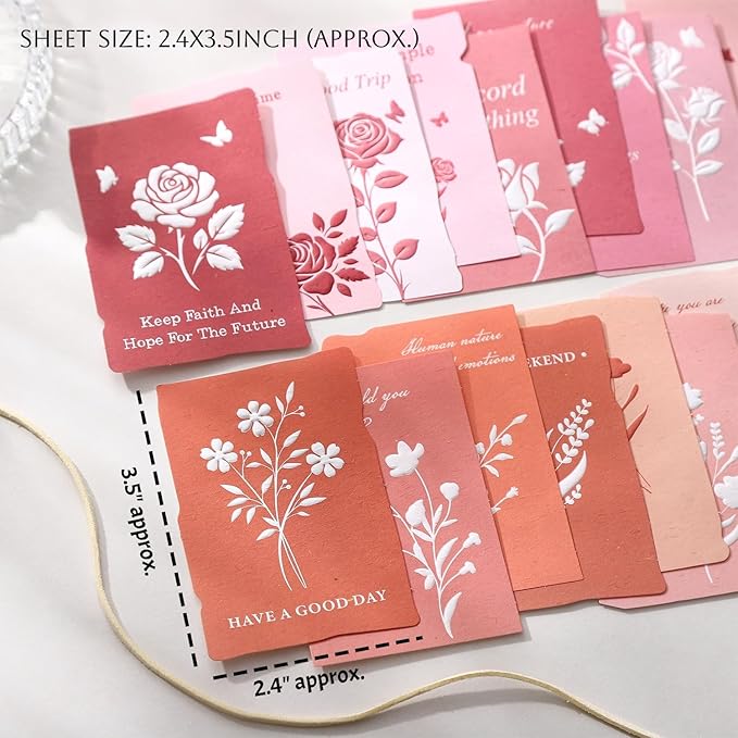 60Pcs Botanical Verses Scrapbook Decorative Paper Set, Embossed Aesthetic Craft Paper Small Notes 6 Color Themes for Scrapbooking Junk Journaling Card Embellishment Planner Diary Gift Tags Non-Sticky