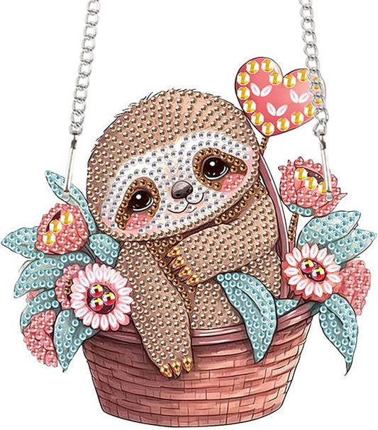 AiYuanzsh Diamond Painting Hanging Pendant Kit - Animal Sloth 5D Diamond Painting Kits for Adults - Crystal Rhinestones Diamond Art Pendant for Door Wall Window Home Decor