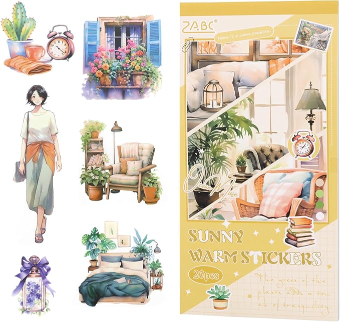 281PCS Pre-Cut Junk Journal Sticker for Adult, 20 Sheets Watercolor Scrapbook Sticker Book, Scrapbooking Supplies Stickers for Planner Cottagecore Decorative DIY Craft Project