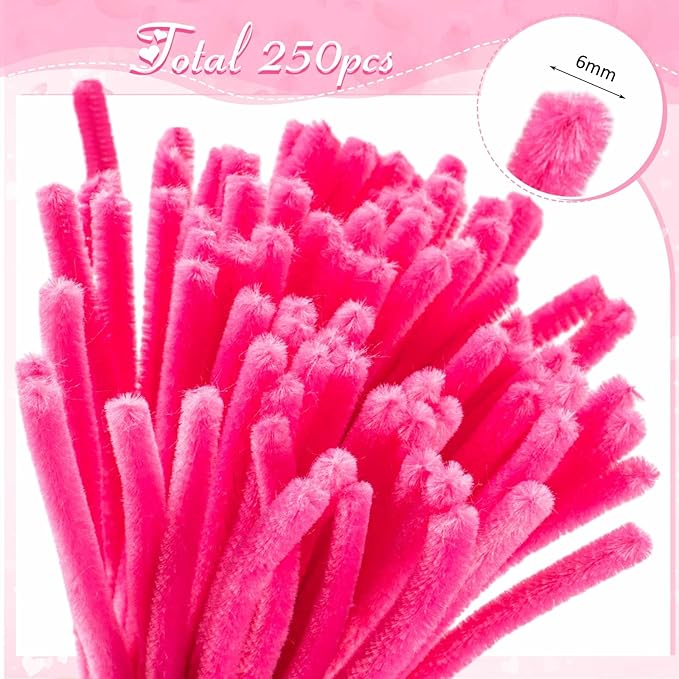 Peryiter 371 Pipe Cleaners Flowers Set, Mixed Colors Chenille Stems Bulk with Floral Wires, Gardening Tape, Stamen for DIY Flower Making Kit, Gift Idea for Mother's Day(Pink)